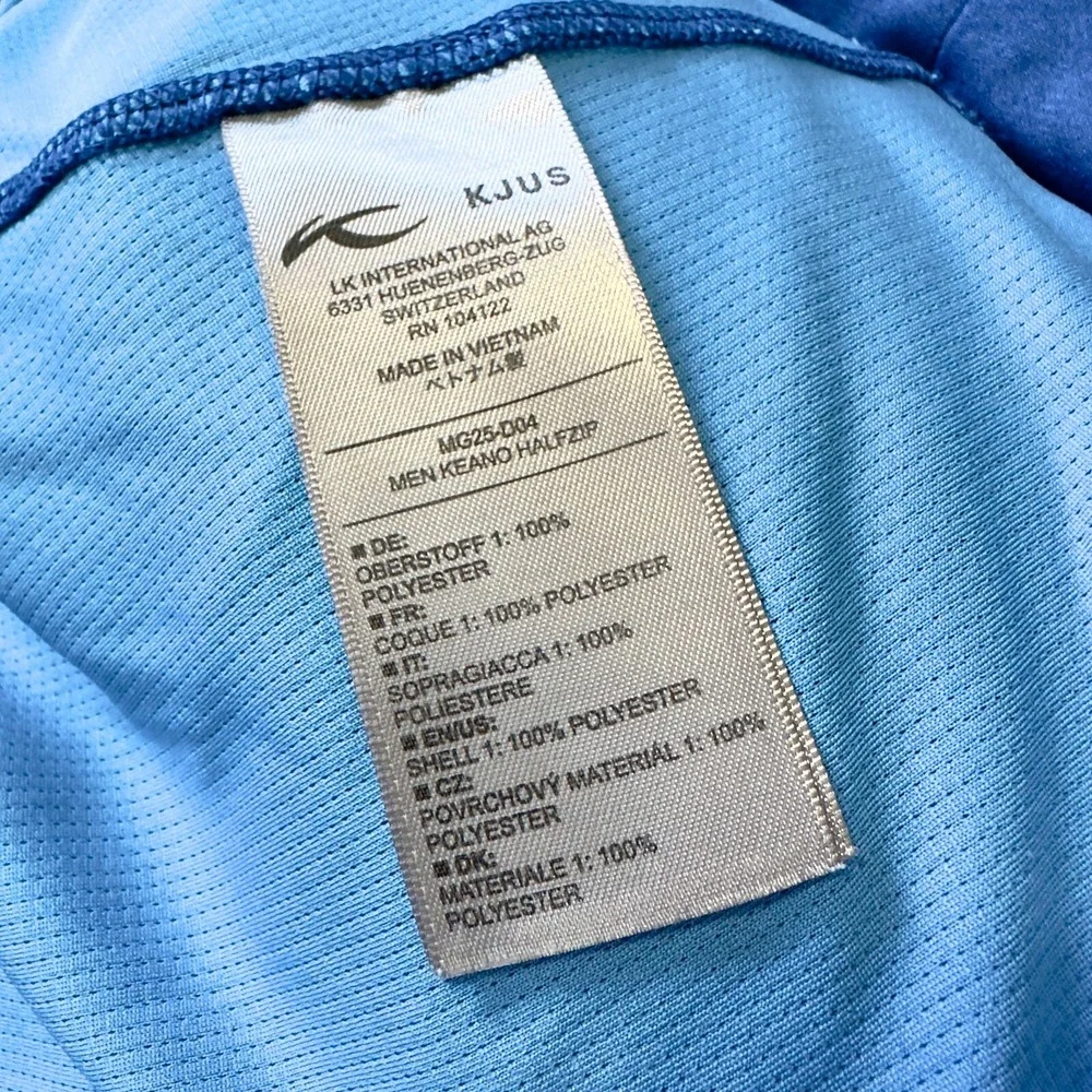 KJUS Sweater Men 2XL Blue Golf Mid Layer 1/2 Zip Keano Lightweight UPF Quick Dry